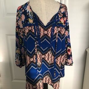 Olive Hill Blue Floral Boho Top